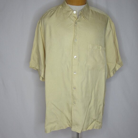 Tori Richard Yellow Silk Hawaiian Camp Shirt Men's XL Xlarge - Picture 1 of 9